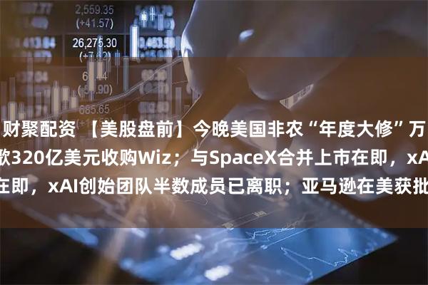 财聚配资 【美股盘前】今晚美国非农“年度大修”万众瞩目；欧盟批准谷歌320亿美元收购Wiz；与SpaceX合并上市在即，xAI创始团队半数成员已离职；亚马逊在美获批部署4500颗卫星