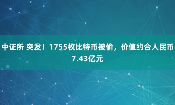 中证所 突发！1755枚比特币被偷，价值约合人民币7.43亿元